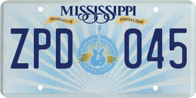 MS license plate ZPD045
