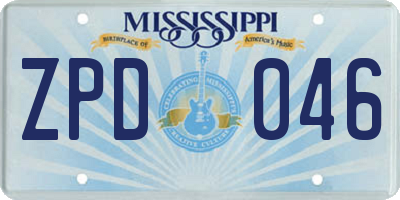 MS license plate ZPD046