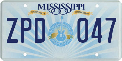 MS license plate ZPD047