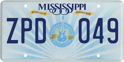 MS license plate ZPD049