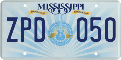 MS license plate ZPD050