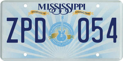 MS license plate ZPD054