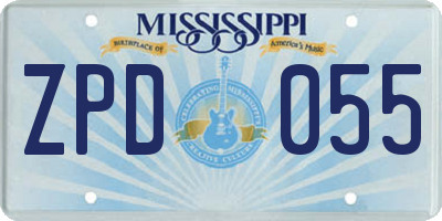 MS license plate ZPD055