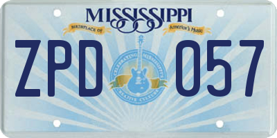 MS license plate ZPD057