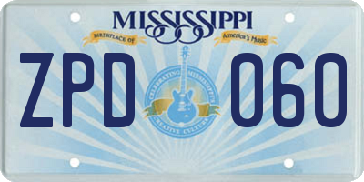 MS license plate ZPD060