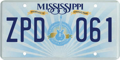 MS license plate ZPD061