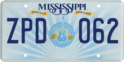MS license plate ZPD062