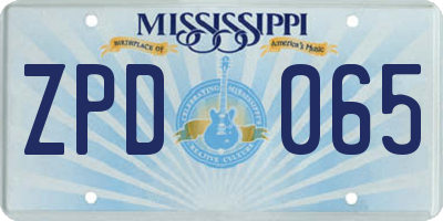 MS license plate ZPD065