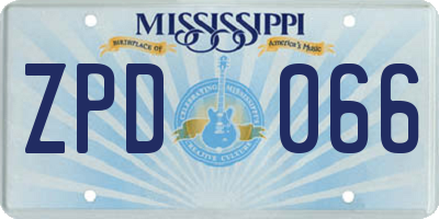 MS license plate ZPD066