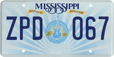MS license plate ZPD067