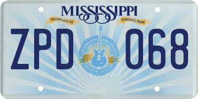MS license plate ZPD068