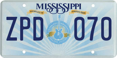 MS license plate ZPD070