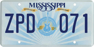 MS license plate ZPD071