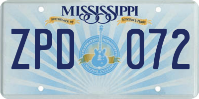 MS license plate ZPD072