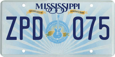 MS license plate ZPD075