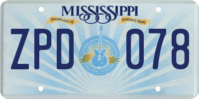 MS license plate ZPD078