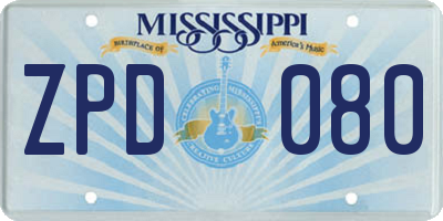 MS license plate ZPD080