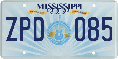 MS license plate ZPD085