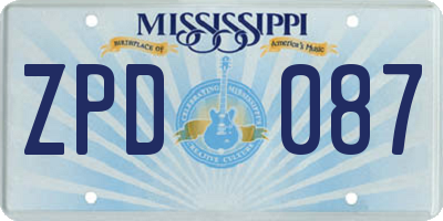 MS license plate ZPD087