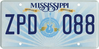 MS license plate ZPD088