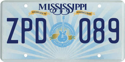 MS license plate ZPD089