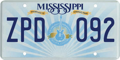 MS license plate ZPD092