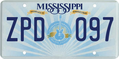 MS license plate ZPD097