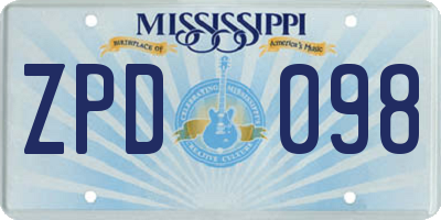 MS license plate ZPD098