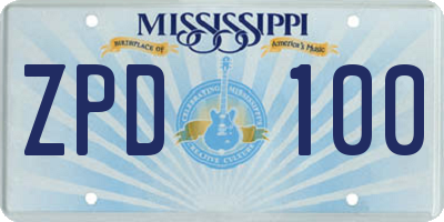 MS license plate ZPD100