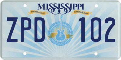 MS license plate ZPD102