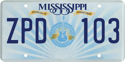 MS license plate ZPD103