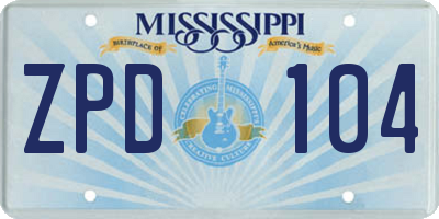 MS license plate ZPD104