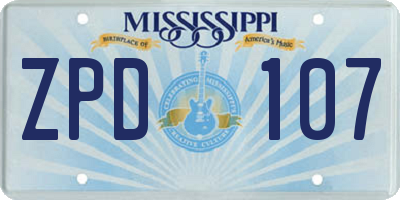 MS license plate ZPD107