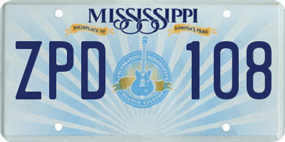 MS license plate ZPD108