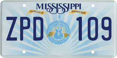 MS license plate ZPD109