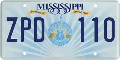 MS license plate ZPD110