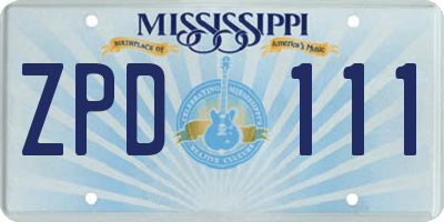 MS license plate ZPD111