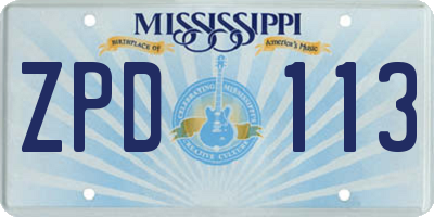 MS license plate ZPD113