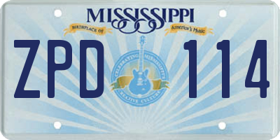 MS license plate ZPD114