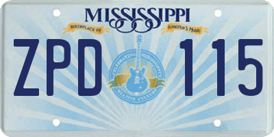 MS license plate ZPD115
