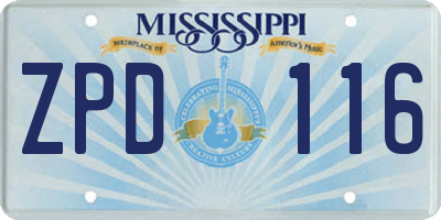 MS license plate ZPD116
