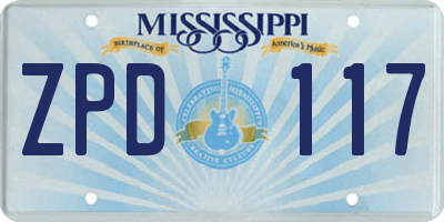 MS license plate ZPD117