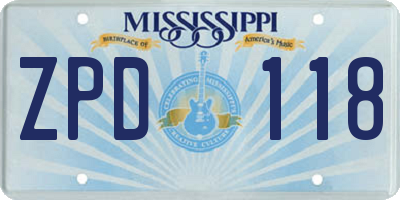 MS license plate ZPD118