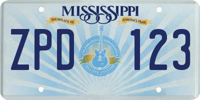 MS license plate ZPD123