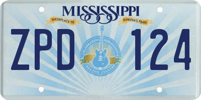 MS license plate ZPD124