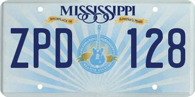 MS license plate ZPD128