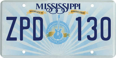 MS license plate ZPD130