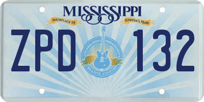 MS license plate ZPD132