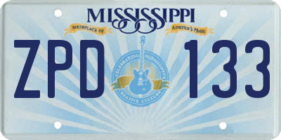 MS license plate ZPD133