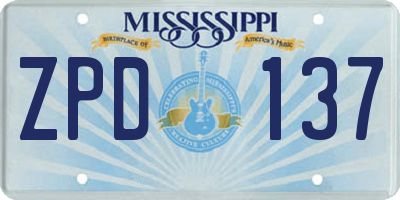MS license plate ZPD137